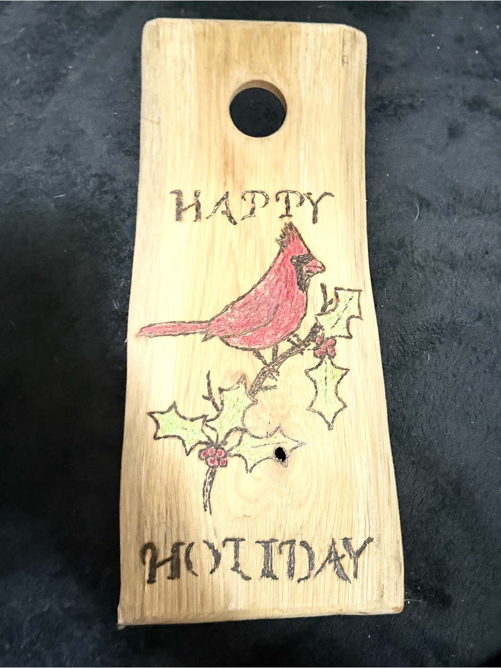 Smythe Red Cardinal on Wood Holiday Paddle